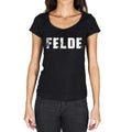 felde, German Cities Black, Women's Short Sleeve Round Neck T-shirt 00002