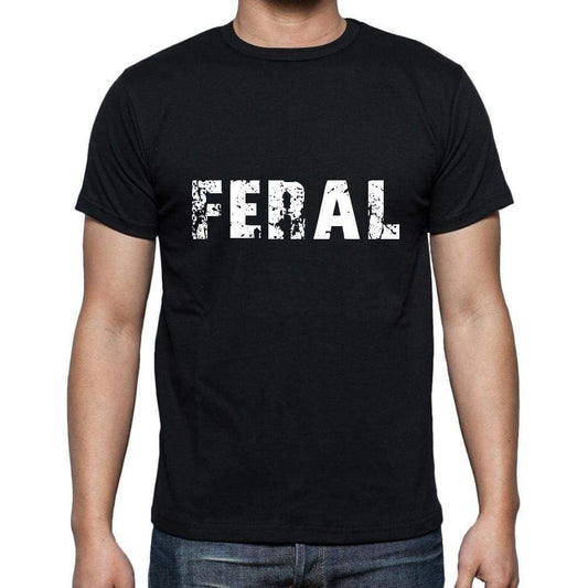 Feral Mens Short Sleeve Round Neck T-Shirt 5 Letters Black Word 00006 - Casual