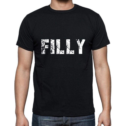Filly Mens Short Sleeve Round Neck T-Shirt 5 Letters Black Word 00006 - Casual