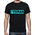 Fireman t shirt, mens t-shirt, occupation, S Size, Black, Cotton