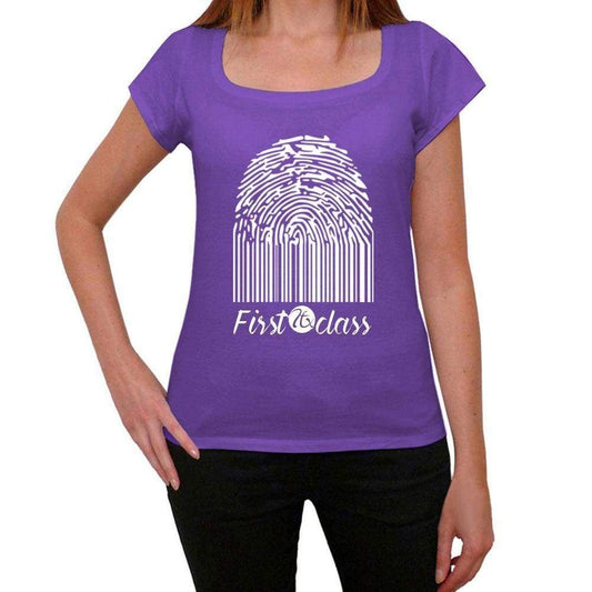 First-Class Fingerprint Purple Womens Short Sleeve Round Neck T-Shirt Gift T-Shirt 00310 - Purple / Xs - Casual