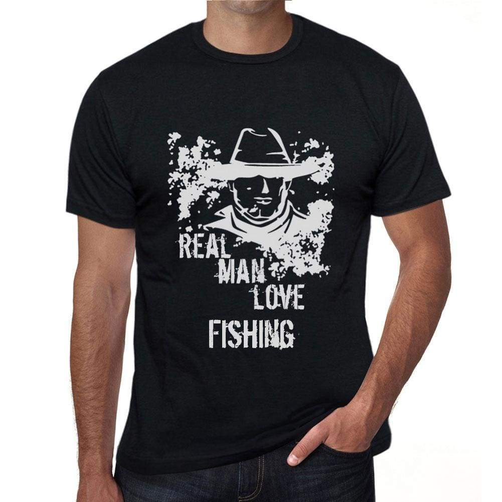 Fishing Real Men Love Fishing Mens T Shirt Black Birthday Gift 00538 - Black / Xs - Casual