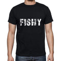 fishy Men's Short Sleeve Round Neck T-shirt , 5 letters Black , word 00006