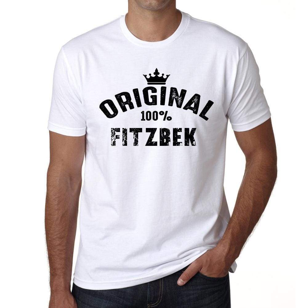 Fitzbek 100% German City White Mens Short Sleeve Round Neck T-Shirt 00001 - Casual