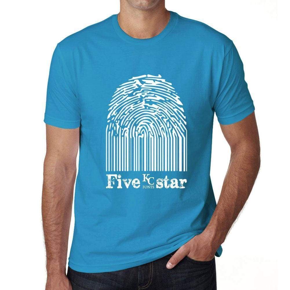 Five-Star Fingerprint Blue Mens Short Sleeve Round Neck T-Shirt Gift T-Shirt 00311 - Blue / S - Casual