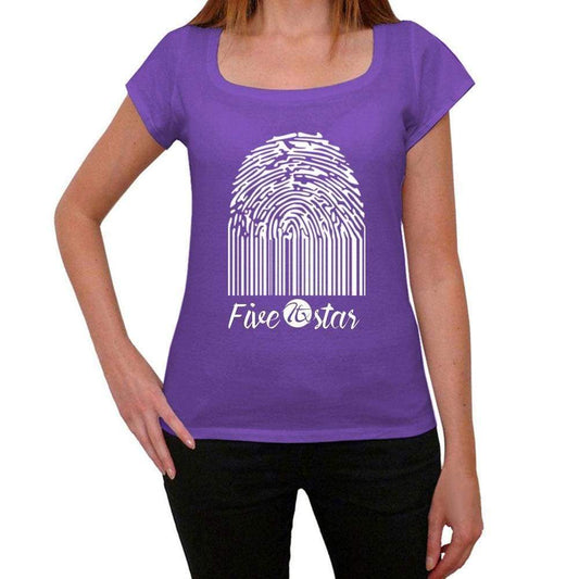 Five-Star Fingerprint Purple Womens Short Sleeve Round Neck T-Shirt Gift T-Shirt 00310 - Purple / Xs - Casual