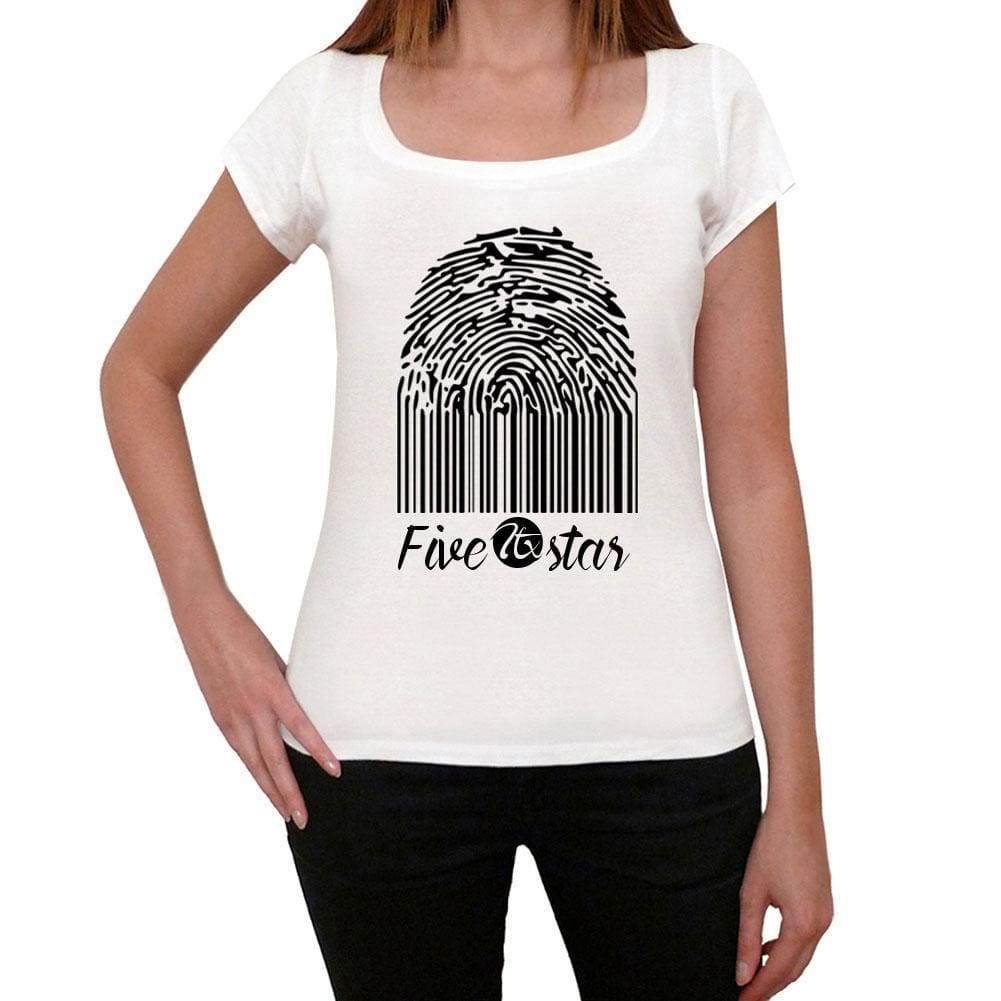 Five-Star Fingerprint White Womens Short Sleeve Round Neck T-Shirt Gift T-Shirt 00304 - White / Xs - Casual