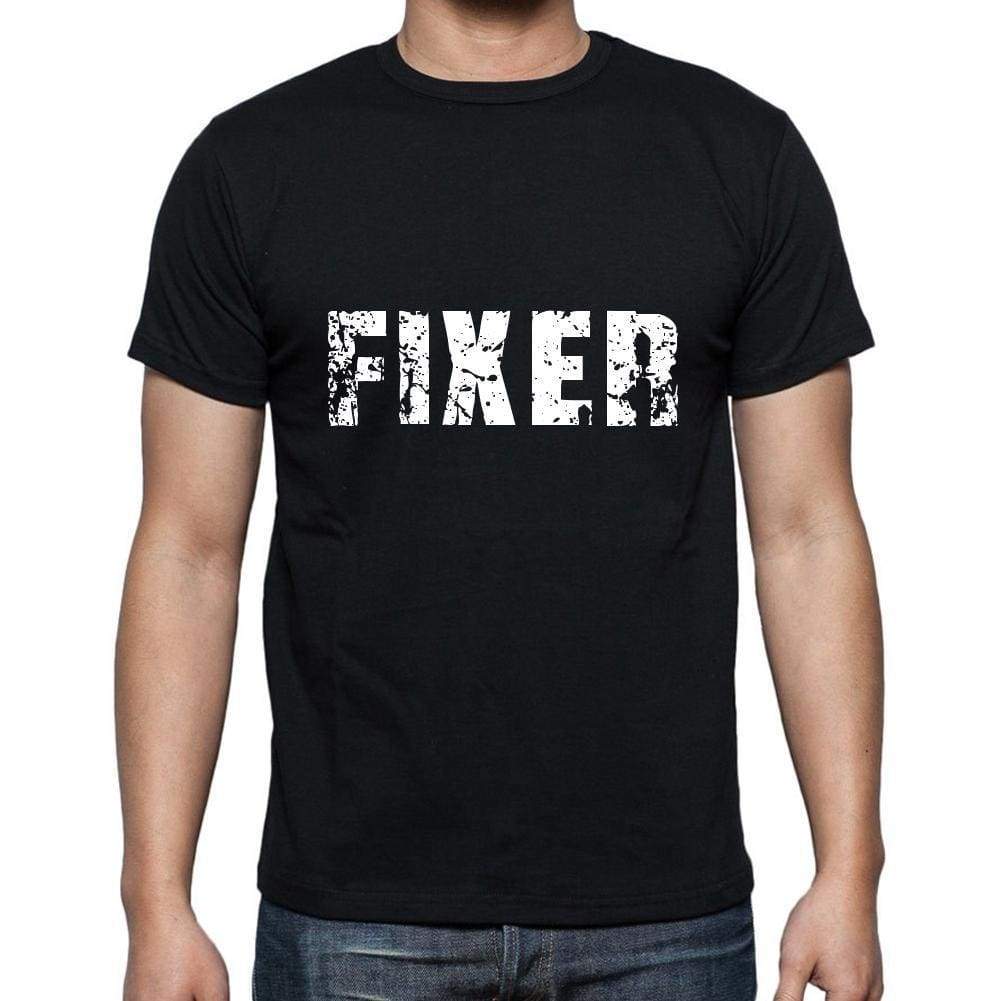 Fixer Mens Short Sleeve Round Neck T-Shirt 5 Letters Black Word 00006 - Casual