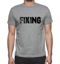FIXING, Grey, Men's Short Sleeve Round Neck T-shirt 00018
