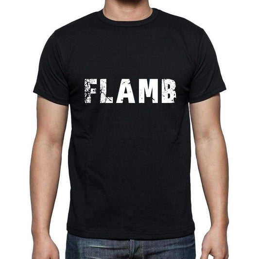 Flamb Mens Short Sleeve Round Neck T-Shirt 5 Letters Black Word 00006 - Casual