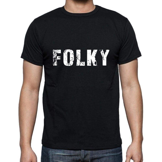 Folky Mens Short Sleeve Round Neck T-Shirt 5 Letters Black Word 00006 - Casual