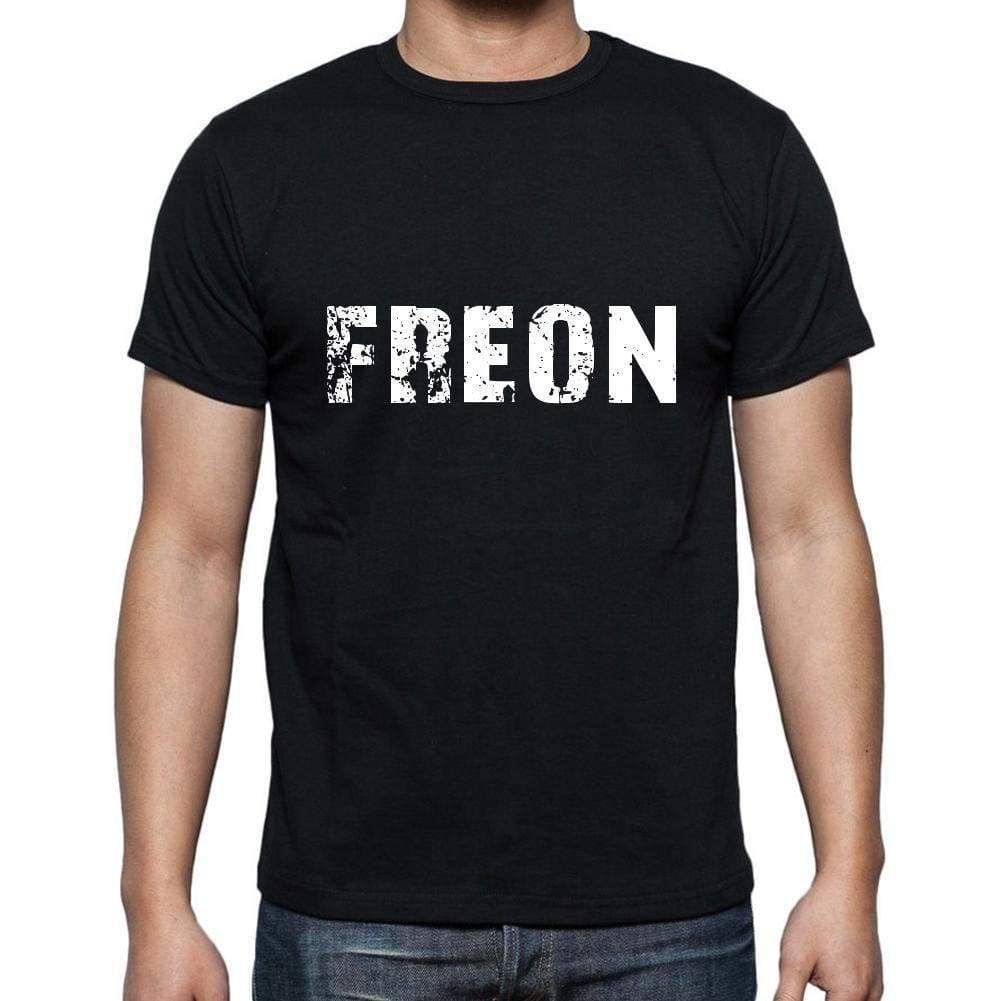 Freon Mens Short Sleeve Round Neck T-Shirt 5 Letters Black Word 00006 - Casual