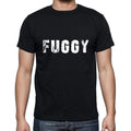 fuggy Men's Short Sleeve Round Neck T-shirt , 5 letters Black , word 00006