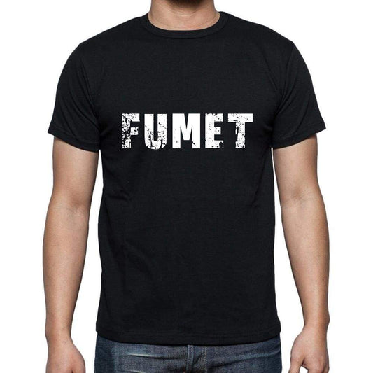 Fumet Mens Short Sleeve Round Neck T-Shirt 5 Letters Black Word 00006 - Casual