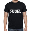 fusel Men's Short Sleeve Round Neck T-shirt , 5 letters Black , word 00006
