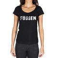 füssen, Deutsche Städte Schwarz, Damen Kurzarm-Rundhals-T-Shirt 00002