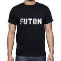 Futon Herren-Kurzarm-T-Shirt mit Rundhalsausschnitt, 5 Buchstaben Schwarz, Wort 00006