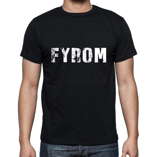 Fyrom Mens Short Sleeve Round Neck T-Shirt 5 Letters Black Word 00006 - Casual