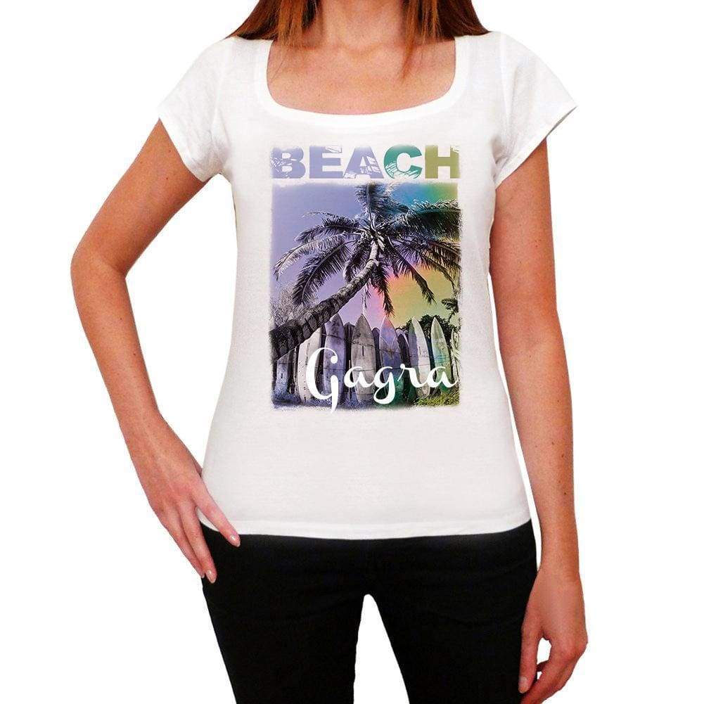 Gagra Beach Name Palm White Womens Short Sleeve Round Neck T-Shirt 00287 - White / Xs - Casual
