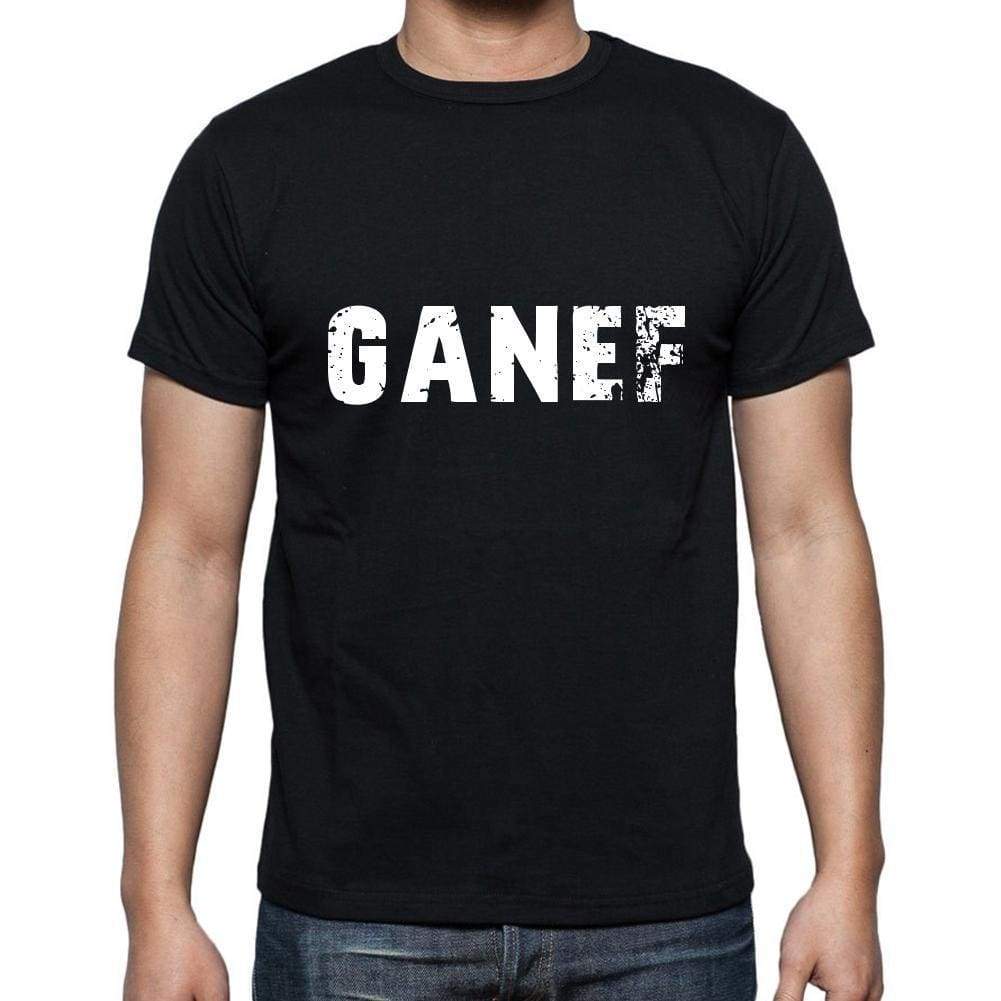 Ganef Mens Short Sleeve Round Neck T-Shirt 5 Letters Black Word 00006 - Casual