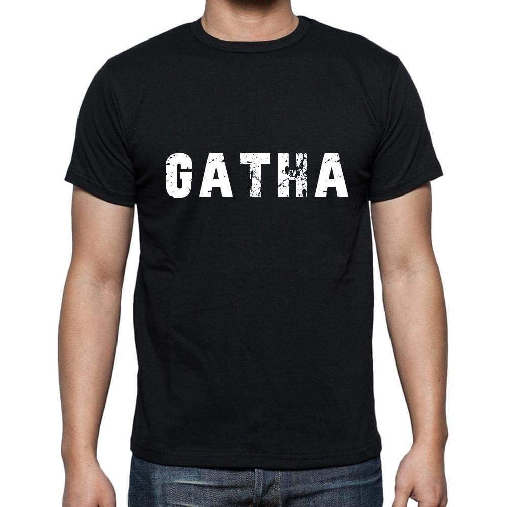 Gatha Mens Short Sleeve Round Neck T-Shirt 5 Letters Black Word 00006 - Casual