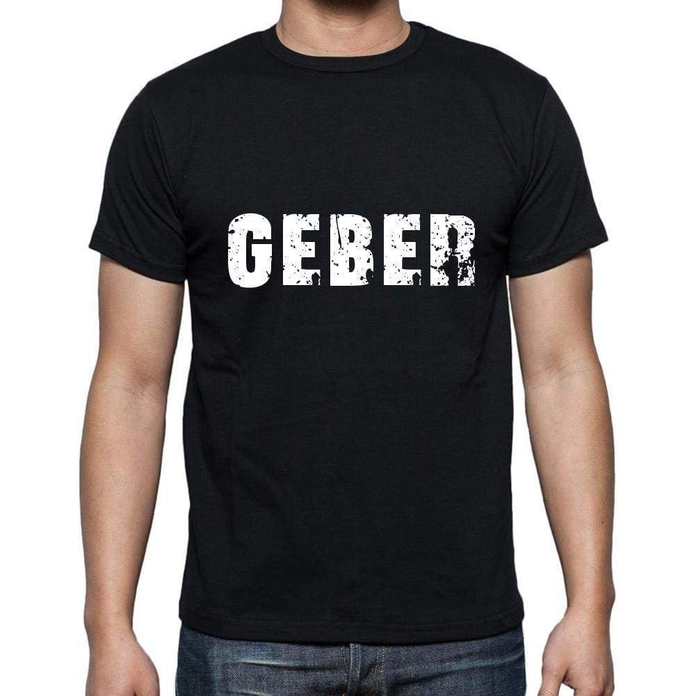 Geber Mens Short Sleeve Round Neck T-Shirt 5 Letters Black Word 00006 - Casual