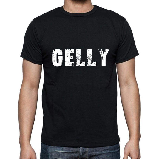 Gelly Mens Short Sleeve Round Neck T-Shirt 5 Letters Black Word 00006 - Casual