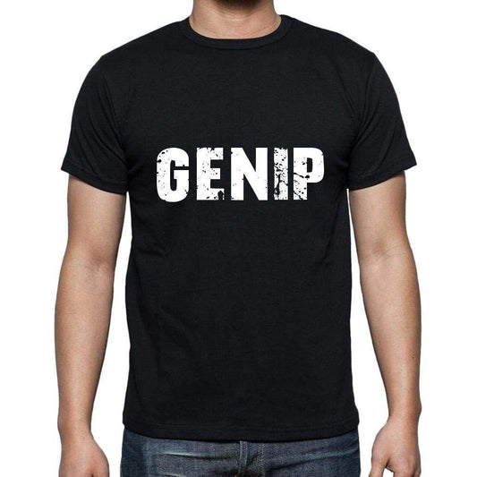 Genip Mens Short Sleeve Round Neck T-Shirt 5 Letters Black Word 00006 - Casual