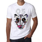 Geometric Tiger Number 05 White Mens Short Sleeve Round Neck T-Shirt 00282 - White / S - Casual