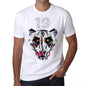 Geometric Tiger Number 19 White Mens Short Sleeve Round Neck T-Shirt 00282 - White / S - Casual