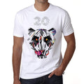 Geometric Tiger Number 20, White, Men's Short Sleeve Round Neck T-shirt 00282