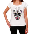 Geometric Tiger Number 49, white, Women's Short Sleeve Round Neck T-shirt 00283