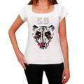 Geometric Tiger Number 58, white, Women's Short Sleeve Round Neck T-shirt 00283