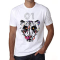 Geomtric Tiger Number 01, White, Men's Short Sleeve Round Neck T-shirt 00282