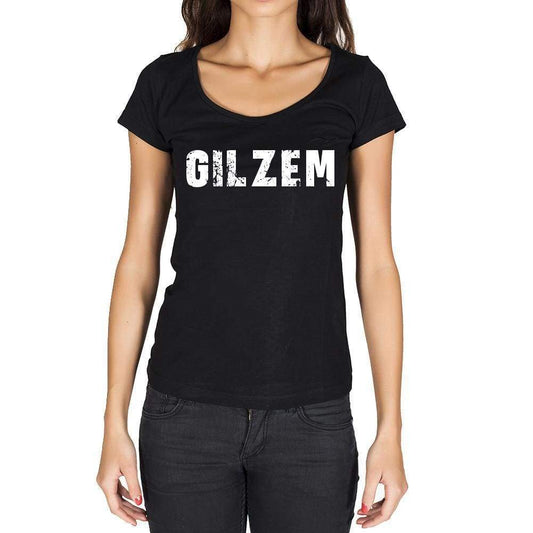 Gilzem German Cities Black Womens Short Sleeve Round Neck T-Shirt 00002 - Casual