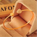 Girl Simple Love Heart Rhinestone Open Bangle Bracelet