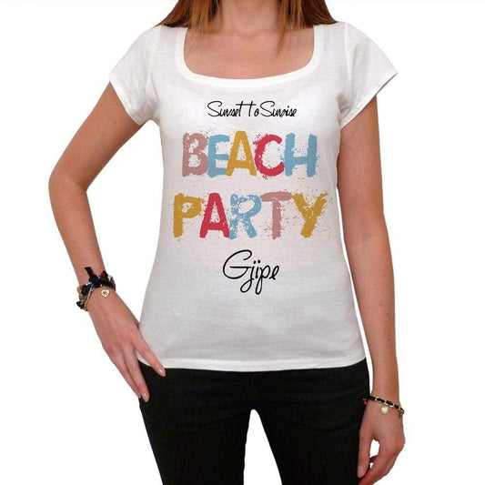 Gjipe Beach Party White Womens Short Sleeve Round Neck T-Shirt 00276 - White / Xs - Casual