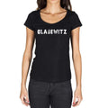 glasewitz, German Cities Black, Women's Short Sleeve Round Neck T-shirt 00002