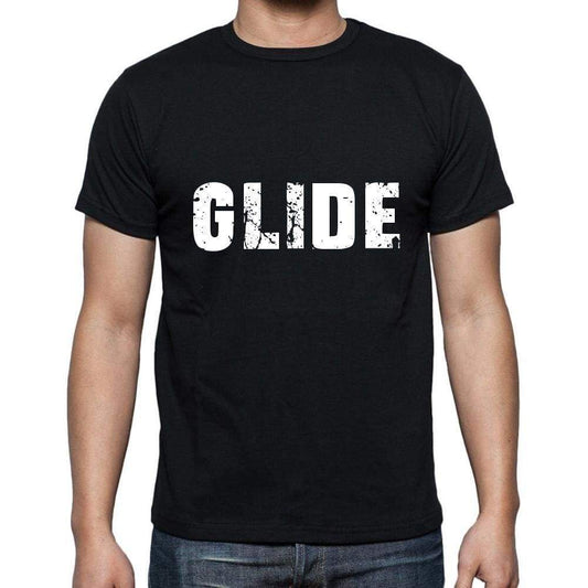 Glide Mens Short Sleeve Round Neck T-Shirt 5 Letters Black Word 00006 - Casual