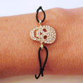 Gold skull strass black bracelet