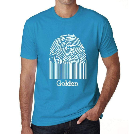 Golden Fingerprint Blue Mens Short Sleeve Round Neck T-Shirt Gift T-Shirt 00311 - Blue / S - Casual