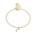 Golden Simple Bracelet with Thin Chain and Crescent Moon Pendant Length Adjustable Chian with Lobster Clasp