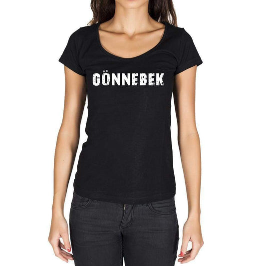 Gönnebek German Cities Black Womens Short Sleeve Round Neck T-Shirt 00002 - Casual