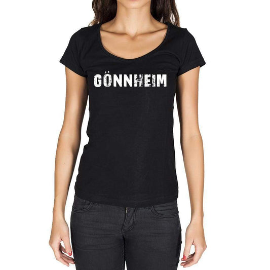 Gönnheim German Cities Black Womens Short Sleeve Round Neck T-Shirt 00002 - Casual