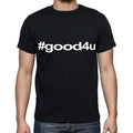 good4u Herren Kurzarm-Rundhals-T-Shirt, schwarzes T-Shirt EN