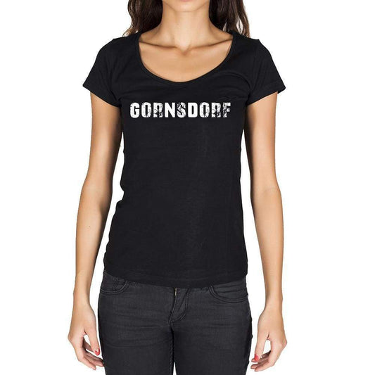 Gornsdorf German Cities Black Womens Short Sleeve Round Neck T-Shirt 00002 - Casual