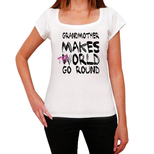 Grandmother World Goes Round Womens Short Sleeve Round White T-Shirt 00083 - White / Xs - Casual