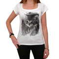 Gray Kitten Sleeping, Tshirt, White Women's T-shirt 00222