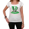 Green White Stripe and Shamrock Hat, T-Shirt for women,t shirt gift