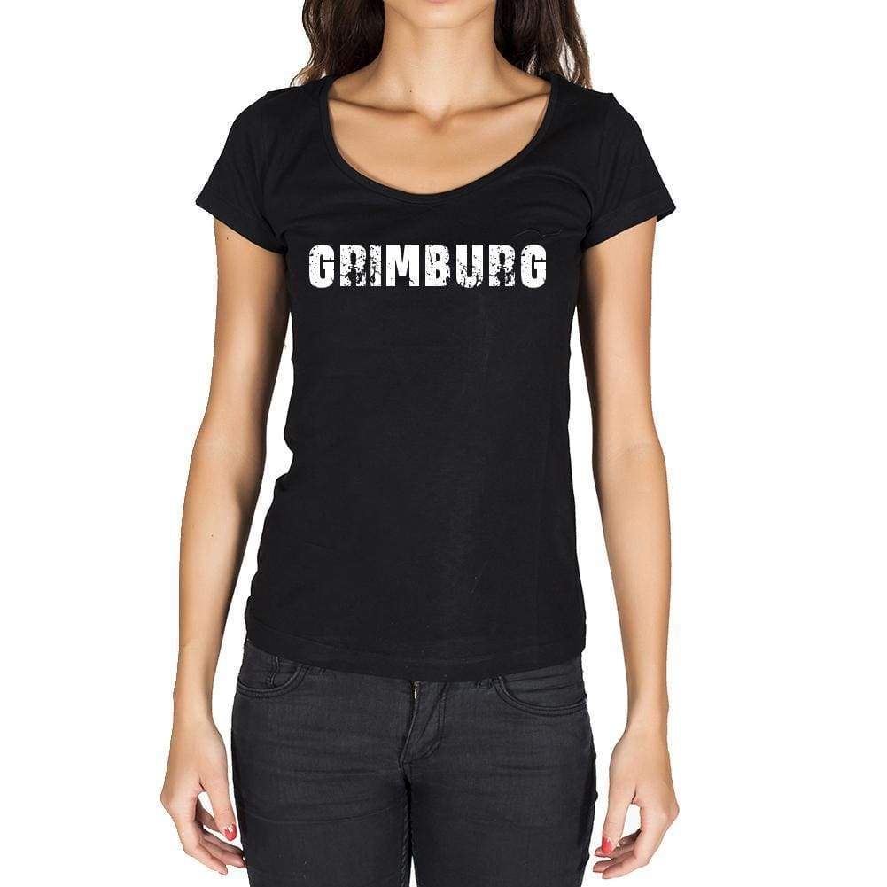 Grimburg German Cities Black Womens Short Sleeve Round Neck T-Shirt 00002 - Casual